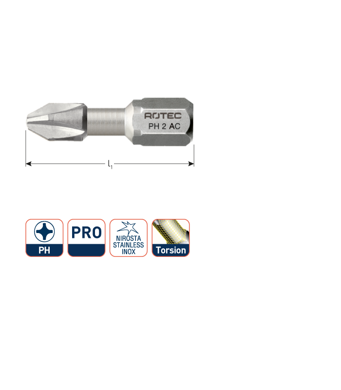 PRO Insertbit PH 1 L-25mm C 6,3 Torsion RVS per 1