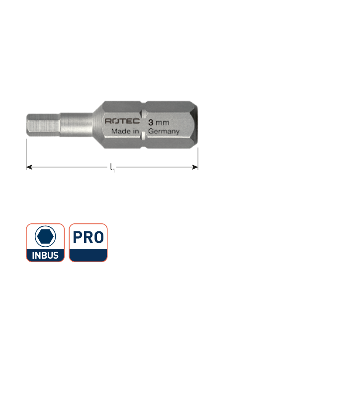 PRO Insertbit inbus SW2,5 L-25mm C 6,3 BASIC per 1