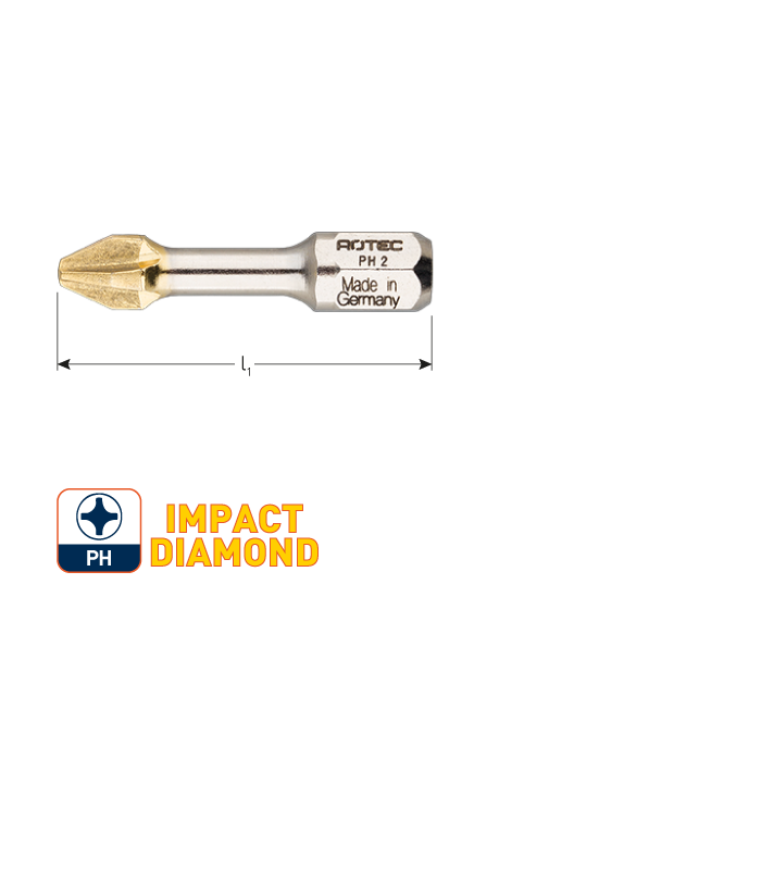 IMPACT insertbit PH 1 L-30mm C 6,3  DIAMOND per 1