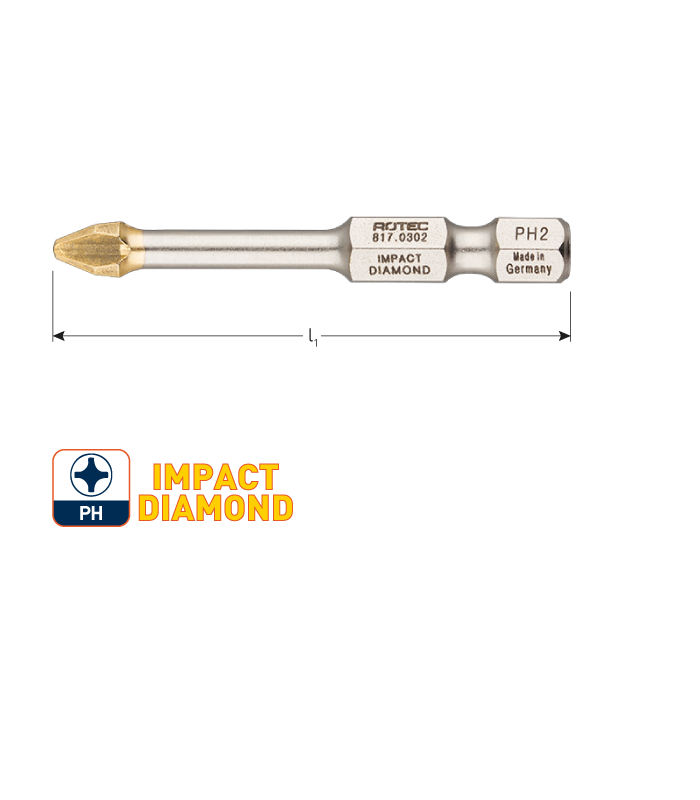 IMPACT insertbit PH 1 L-50mm E 6,3  DIAMOND per 1