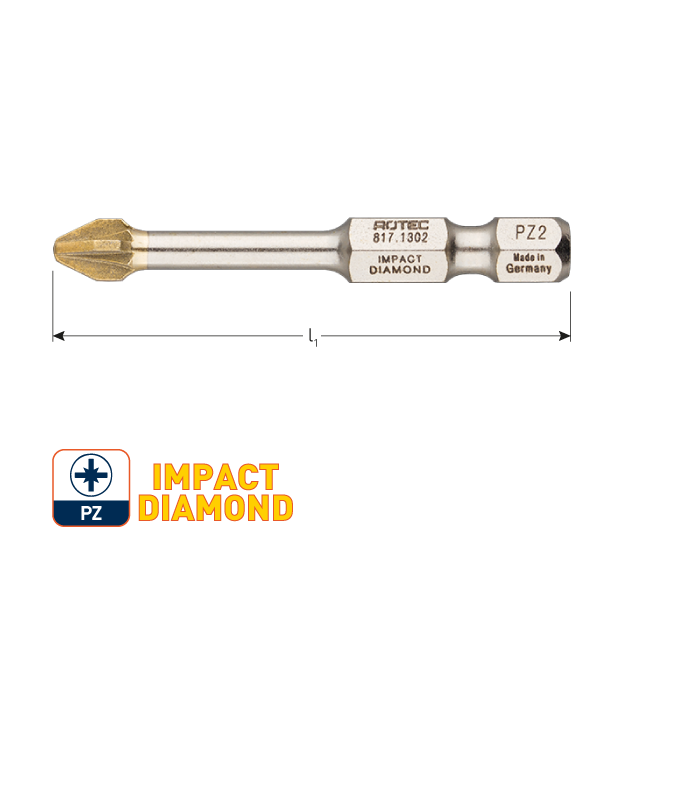 IMPACT insertbit PZ 2 L-50mm E 6,3  DIAMOND per 1