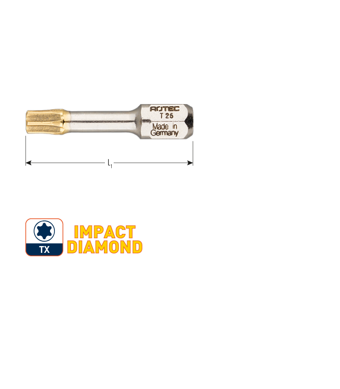 IMPACT insertbit T 15 L-30mm C 6,3  DIAMOND per 1