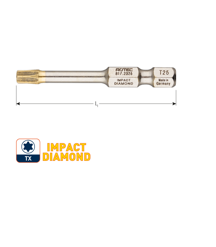 IMPACT insertbit T 15 L-50mm E 6,3  DIAMOND per 1