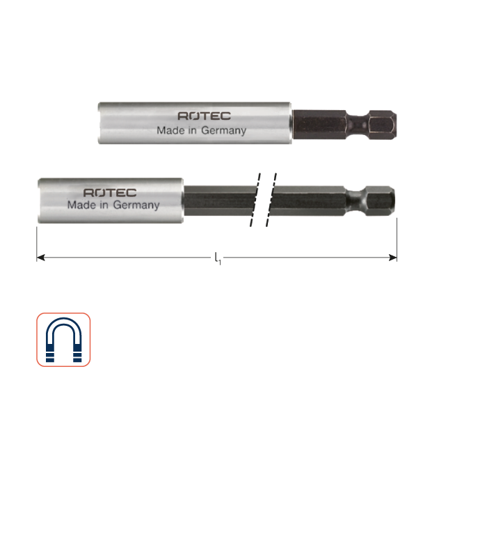 Magn.bithouder E6,3x74mm - huls 11,0x35mm, met C-ring per 1