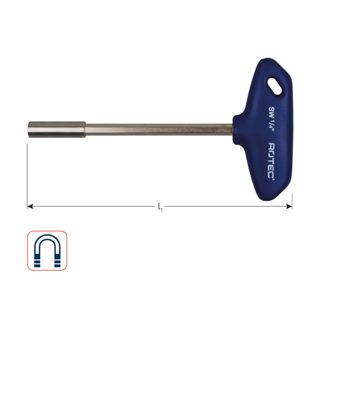 T-sleutel L-125mm tbv 1/4 bits per 1