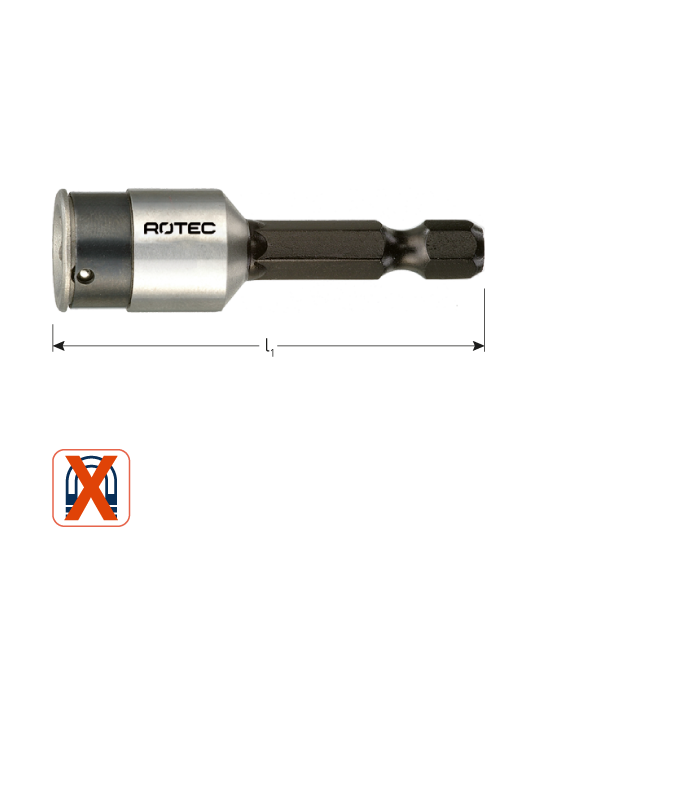 Niet-magn. dopsleutel E 6,3 x 50mm   1/4 per 1