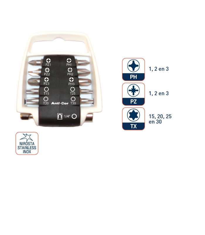 11dlg PRO Bitclip RVS WT/ZW   PZ/PH/TX 25mm per 1