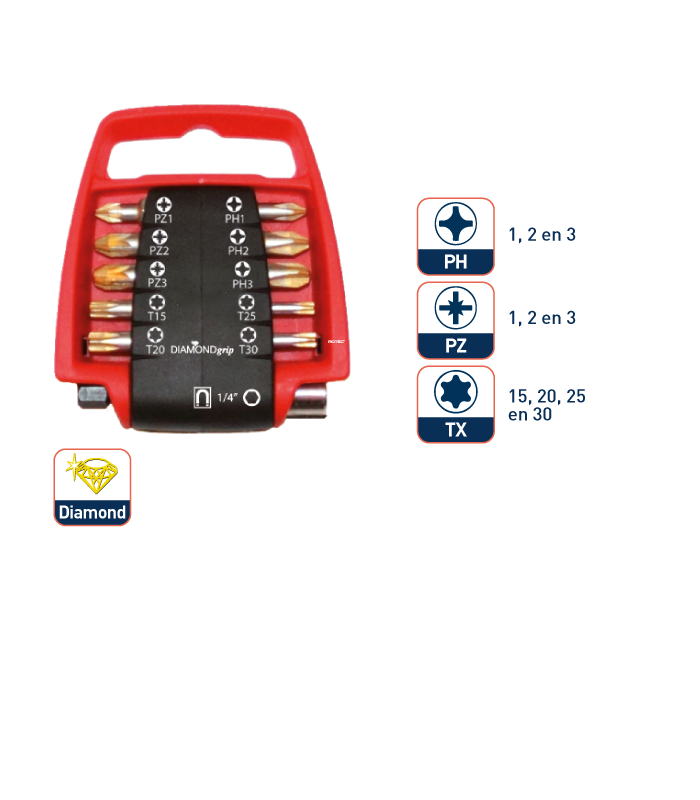 11dlg PRO Bitclip DIAMANT RD/ZW   PZ/PH/TX 25mm per 1