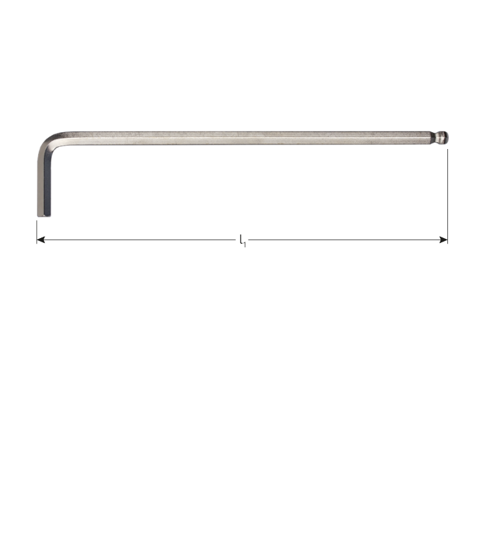 Kogelkop-inbussl. lang model metrisch  2,0x100mm (nikkel) per 1