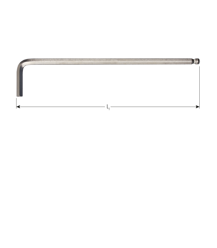 Kogelkop-inbussl. lang model metrisch  5,0x160mm (nikkel) per 1