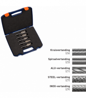 5-dlg. set stiftfrezen ø12,7mm, INOX-vertand (Z9)
 1x...