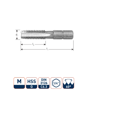 HSS-G Tap-bit 1/4"-bitopname  metrisch