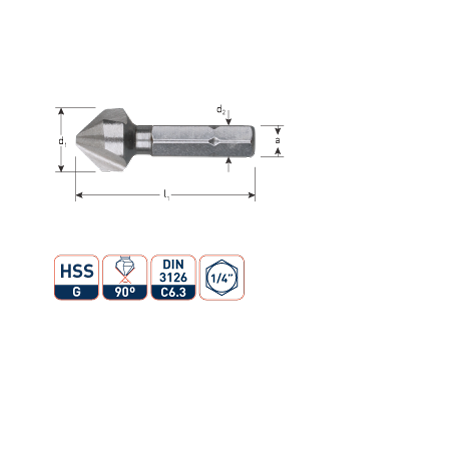 HSS-G Verzinkfrees 90°  1/4"-bitopname