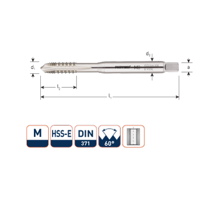 HSS-E UNI Machinetap  metrisch  DIN 371  doorlopend